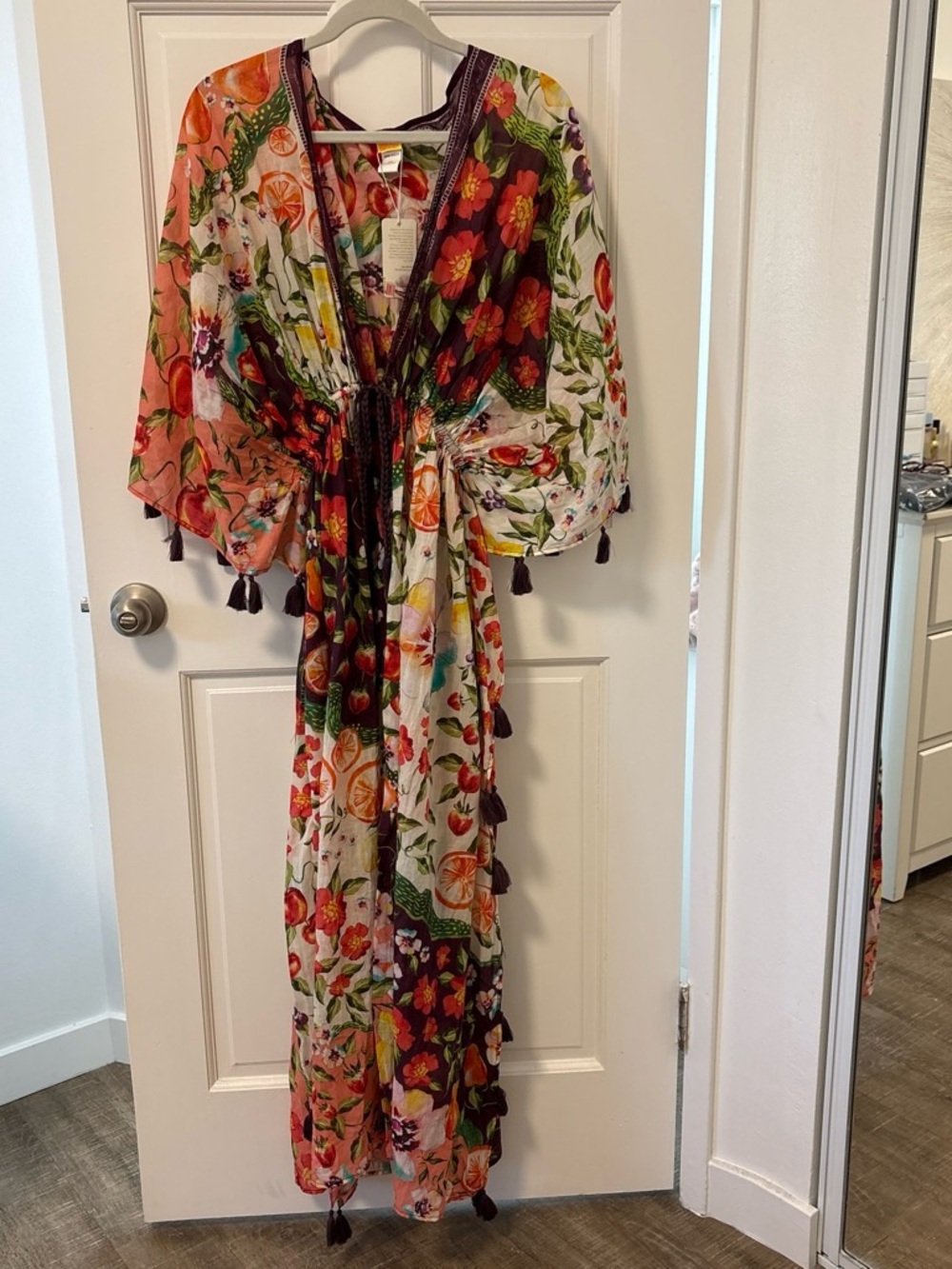 Agua Bendita Multicolor Floral & Fruit Maxi Kimono